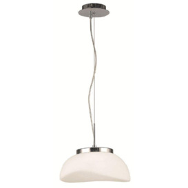Mantra M4893 Opal 1 Light Ceiling Pendant In Chrome With Frosted White Shade