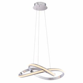 LED Ceiling Pendant Light In Chrome Plate And White Silicone