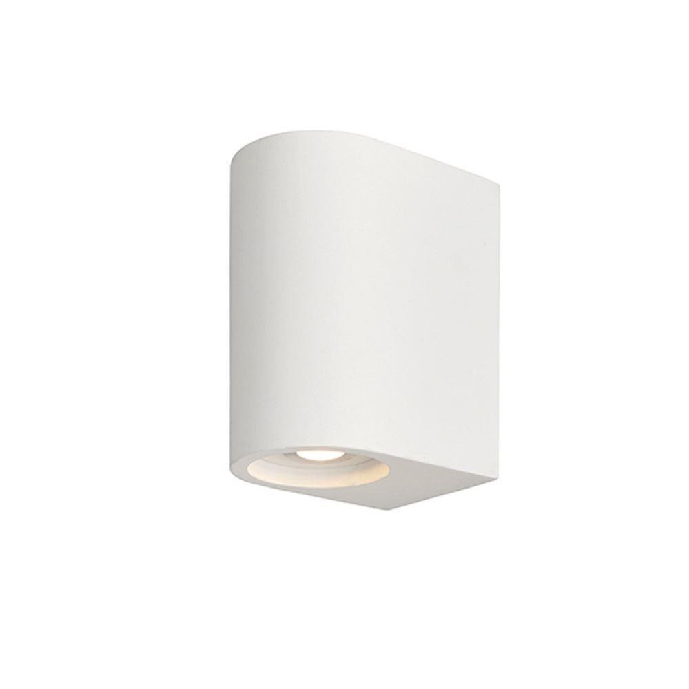 2 Light Cylindrical LED Wall Light In White Plaster