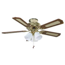 Fantasia 114192 Belaire Ceiling Fan In Polished Brass With Oak, Cane And Mahogany Blades And Light