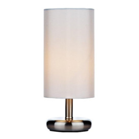 TIC4133 Tico Touch Table Lamp In Satin Chrome With Cream Shade