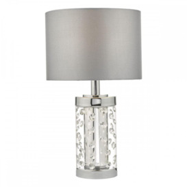 YAL4108 Yalena Table Lamp With Polished Chrome Finish And Grey Shade - H: 390mm