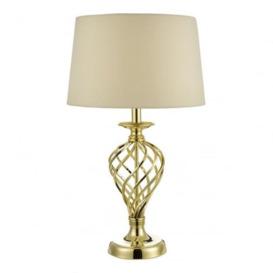 IFF4335 Iffley Large Touch Table Lamp In Gold With Cream Silk Shade - H: 620mm