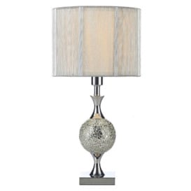 ELS4239 Elsa Table Lamp With Silver Mosaic And Chrome Finish With Silver String Shade