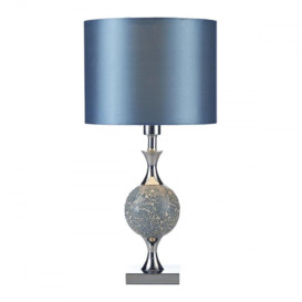 ELS4223 Elsa Table Lamp With Blue Mosaic And Chrome Finish With Blue Shade