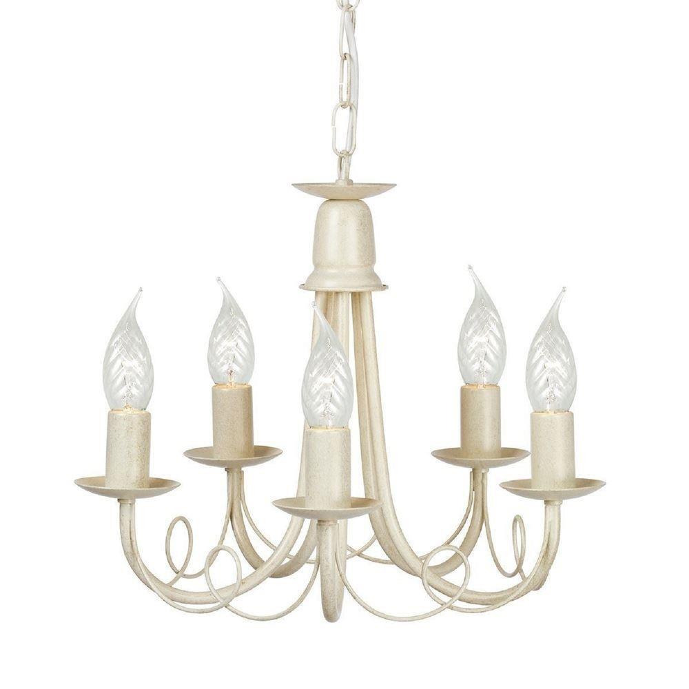 Elstead MN5 IV/GOLD 5 Light Ceiling Chandelier In Ivory/Gold - Fitting Only