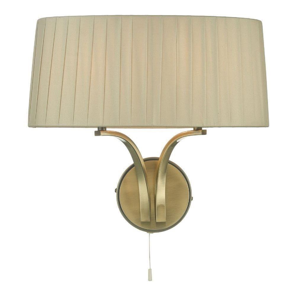 Dar CRI0929 Cristin 2 Light Wall Light In Antique Bronze With Taupe Shade