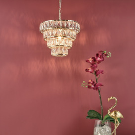 Dar CER0135 Cerys 1 Light Ceiling Pendant In Gold And Crystals