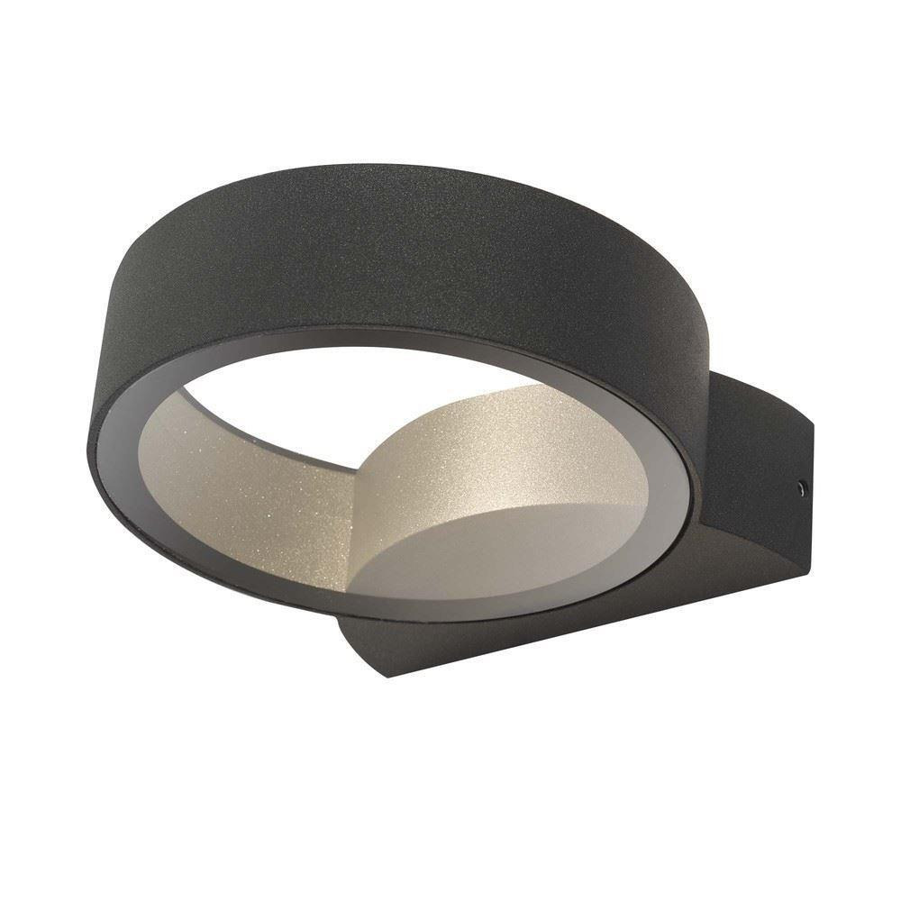 Dar REO3239 Reon Outdoor Round Wall Light In Grey With Clear Glass