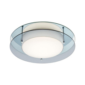 Disc Flush LED Ceiling Light In Opal White And Smoked Glass
