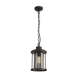 Purton 1 Light Exterior Ceiling Pendant In Antique Bronze And Clear Glass