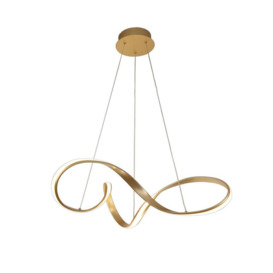 Ashton Large LED Ceiling Pendant In Sand Gold And Opal White - Length: 960mm