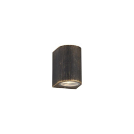 Poole 1 Light Outdoor Curved Wall Light In Black And Gold