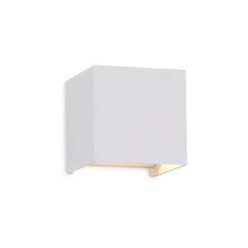 Mantra M6521 Davos Square Outdoor LED Wall Light In Sand White - Width: 100mm