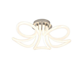Mantra M6615 Knot LED II Semi Flush Ceiling Light In Polished Chrome And Opal White - Dia: 790mm
