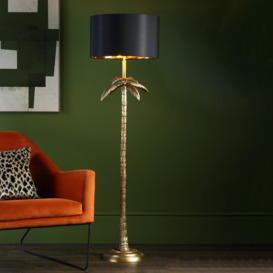 Dar Lighting COC4935 Coco Floor Lamp In Antique Gold With Black Shade