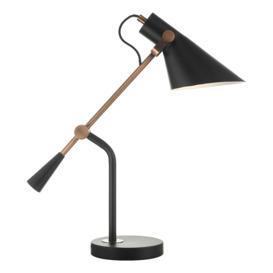Dar Lighting JAC4064 Jack Task Table Lamp In Black With Antique Copper Detail