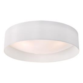 Dar Lighting NYS482 Nysa 3 Light Flush Ceiling Light In White Faux Silk 60cm