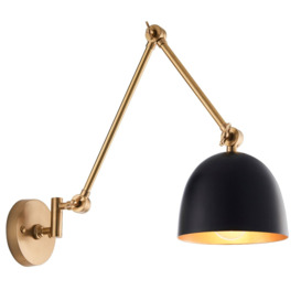Endon Lighting 93142 Lehal Swing Arm Wall Light In Black And Solid Brass Finish