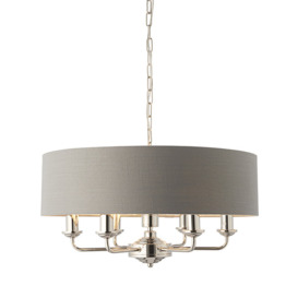 Endon Lighting 94373 Highclere 6 Light Ceiling  Pendant In Nickel With Charcoal Shade
