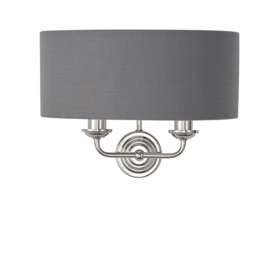 Endon Lighting 94406 Highclere 2 Light Wall Light In Nickel Finish With Charcoal Shade