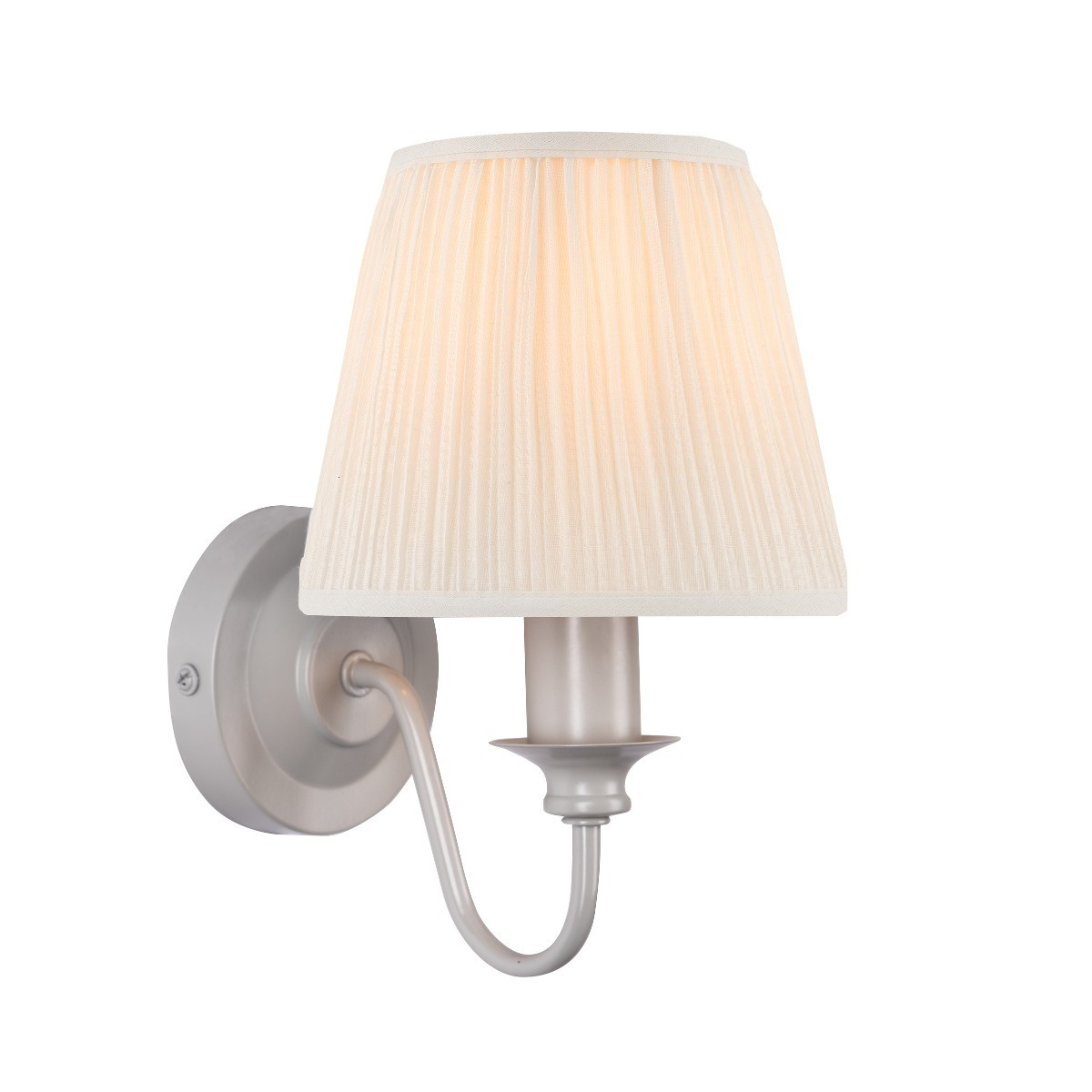 Laura Ashley Ellis Single Wall Light In Satin Grey With Ivory Cotton Shade