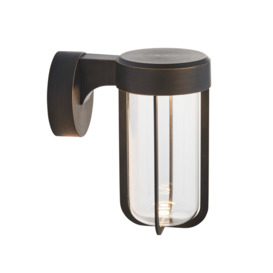 Contemporary LED Wall Light In Brushed Bronze And Clear Glass IP44