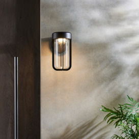 Die Cast LED Outdoor Wall Light In Matt Black And Clear Glass IP44