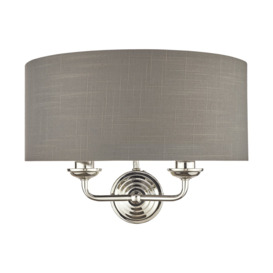 Laura Ashley Sorrento 2 Light Wall Light in Polished Nickel with Charcoal Shade