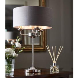 Laura Ashley Sorrento 3 Light Table Lamp in Polished Nickel with Charcoal Shade