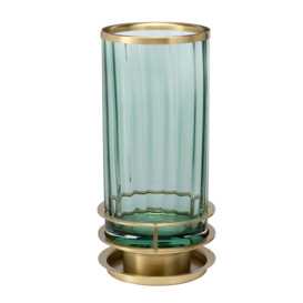 Quintiesse QN-ARNO-GREEN-AB Arno Table Lamp In Aged Brass With Green Tinted Glass