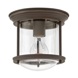 Quintiesse QN-HADRIAN-MINI-F-OZ-CLEAR Hadrian Flush Ceiling Light In Oil Rubbed Bronze With Clear Glass IP44