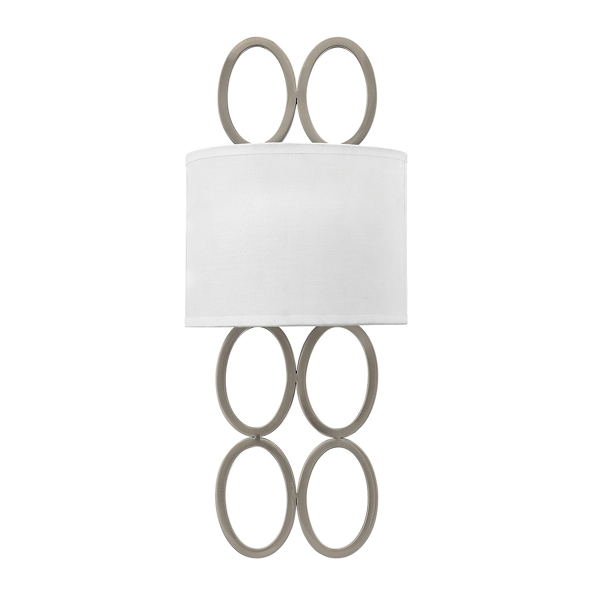 Quintiesse QN-JULES2-BN Jules Stylish 2 Light Wall Light In Brushed Nickel With White Linen Shade