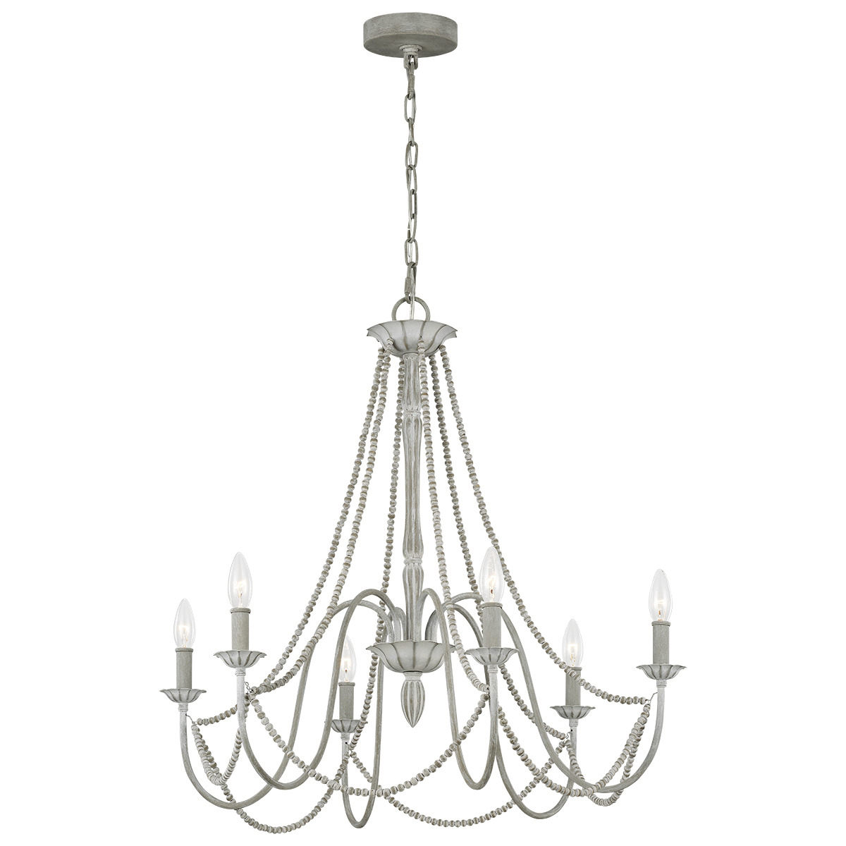 Elstead FE-MARYVILLE6 Maryville 6 Light Traditional Ceiling Chandelier In Washed Grey Finish