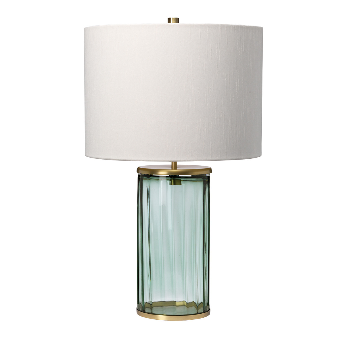 Quintiesse QN-RENO-GREEN-AB Reno Table Lamp With Green Tint Glass Base And Aged Brass Details