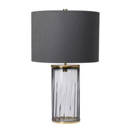 Quintiesse QN-RENO-SMOKE-AB Reno Table Lamp With Smoked Glass And Aged Brass Finish
