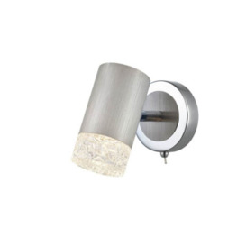 Capri 1 Light Wall Light In Satin Brushed Silver And Chrome Finish F2422-1