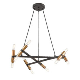 Ana 12 Light Ceiling Pendant Light In Matt Black And Old Gold F2418-12