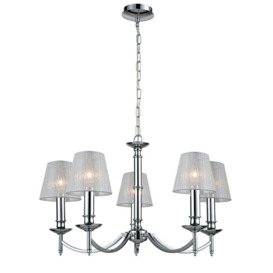 Pavlova 5 Light Ceiling Chandelier In Chrome Finish With Shades F2090/5/1170