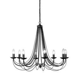 Philip 8 Light Ceiling Chandelier In Satin Black Finish F2173/8