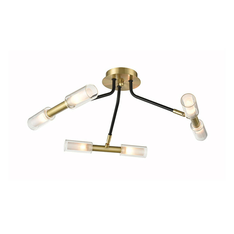 Petite 6 Light Flush Ceiling Light In Modern Black And Bronze Finish F2435-6