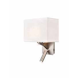 Elena Wall Light In Satin Nickel With Reading Light And Shade W125/1178