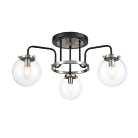 Autumn 3 Light Semi Flush Ceiling Light In Matt Black And Antique Gold Finish F2441-3