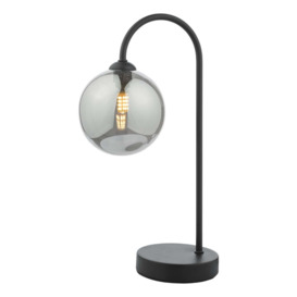 Dar Wisebuys EIS4122 Eissa 1 Light Touch Table Lamp In Matt Black Finish With Smoked Glass