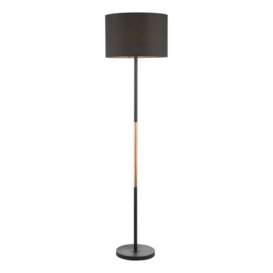 Dar Wisebuys Kelso Floor Lamp In Matt Black And  Polished Copper Finish