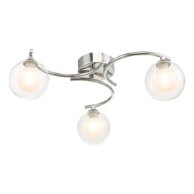 Dar Wisebuys Nakita 3 Light Semi Flush Ceiling Light In Polished Chrome With Double Glass