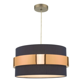 Dar Wisebuys Oki Easy Fit Ceiling Pendant In Navy Blue And Copper