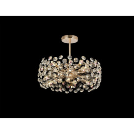Fusion Semi Flush 8 Light in a French Gold Finish and Clear Crystal