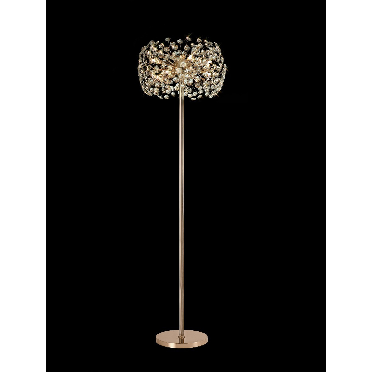 Fusion Floor Lamp 8 Light in a French Gold Finish and Clear Crystal