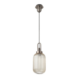 Glenn 1 Light Tubular Ceiling Pendant in Antique Silver With Champagne Glass